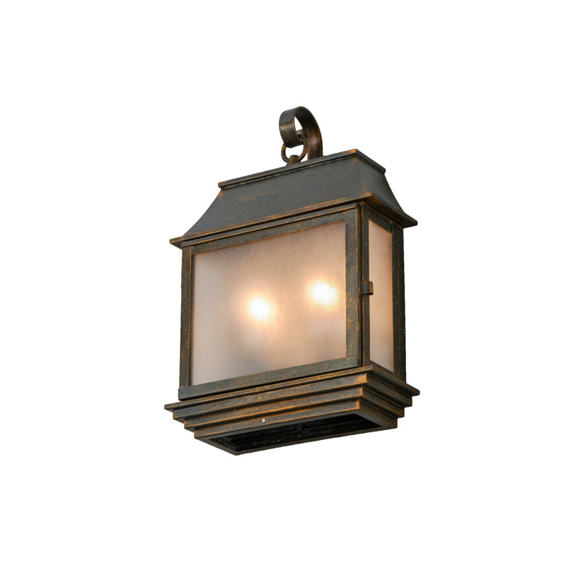 Bastille Bronze and Glass Lantern Wall Sconce