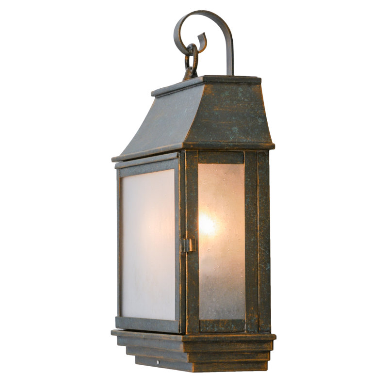 Bastille Bronze and Glass Lantern Wall Sconce