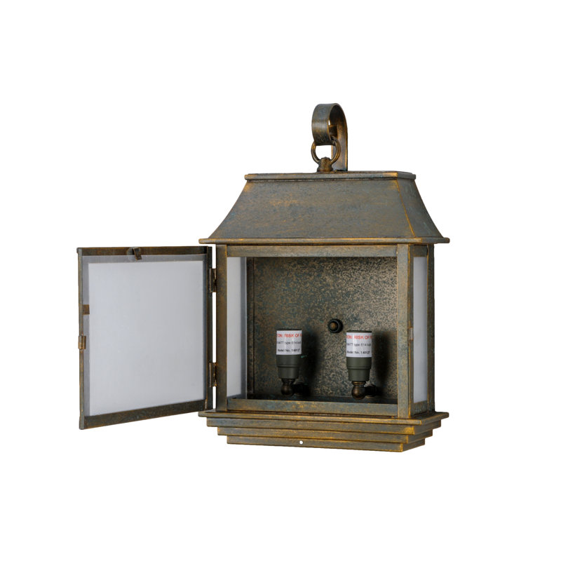 Bastille Bronze and Glass Lantern Wall Sconce