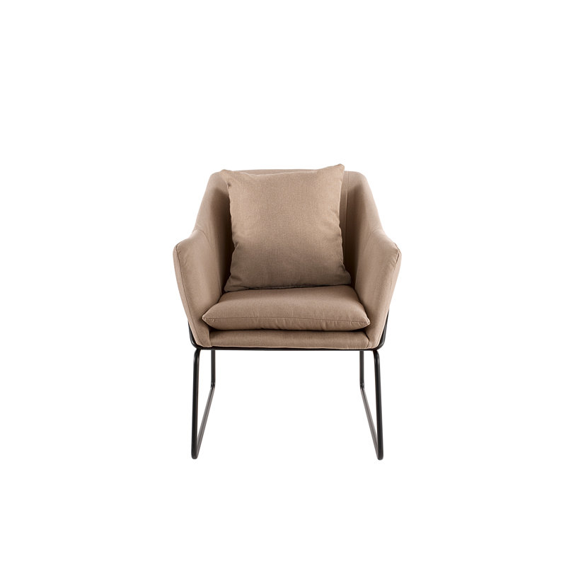 French Taupe Metal Frame Armchair with Flared Arms