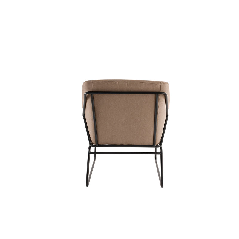 French Taupe Metal Frame Armchair with Flared Arms