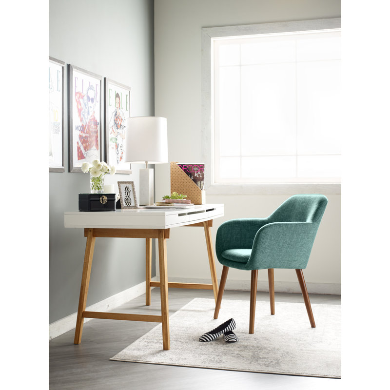 Mid-Century Gray Manufactured Wood Accent Chair with Tapered Legs