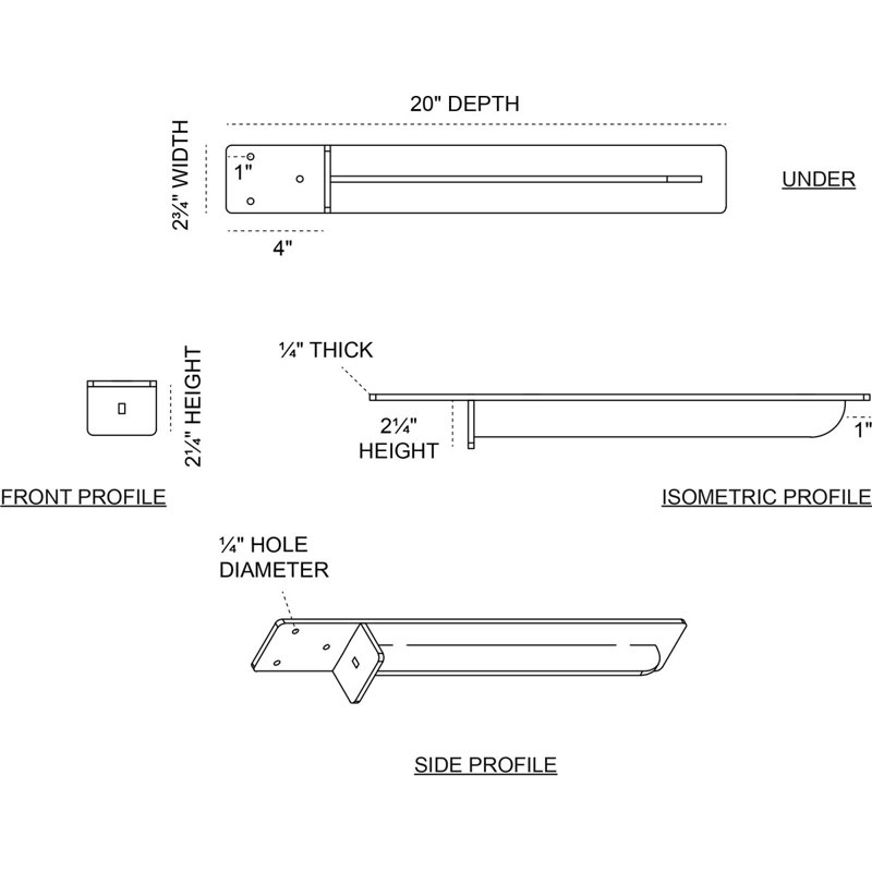 Hammered Gold 20'' Steel Hidden Support Bracket