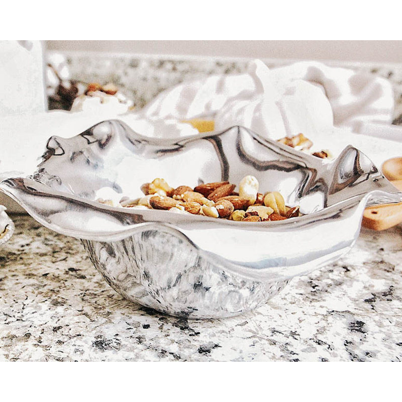 Carmel Aluminum Candy Bowl with Wavy Edge Design