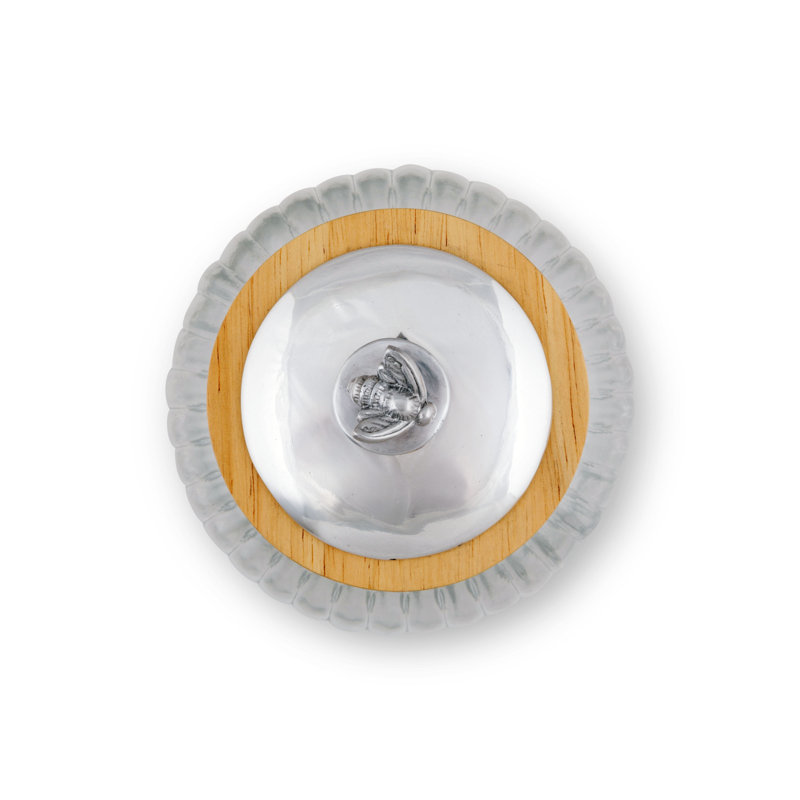 Clear Glass Canister with Acacia Wood Lid and Bee Finial