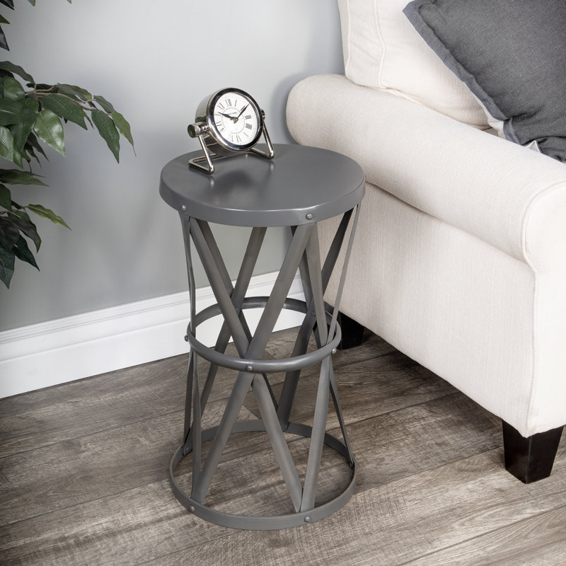 Empire Round Gray Iron 13" Side Table