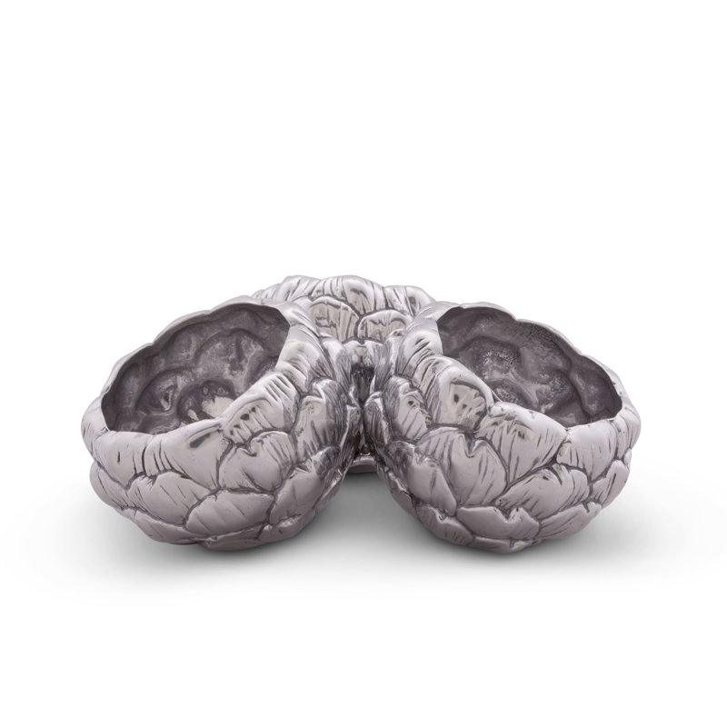 Handcrafted Aluminum Artichoke Candy Bowl, 9-inch Diameter
