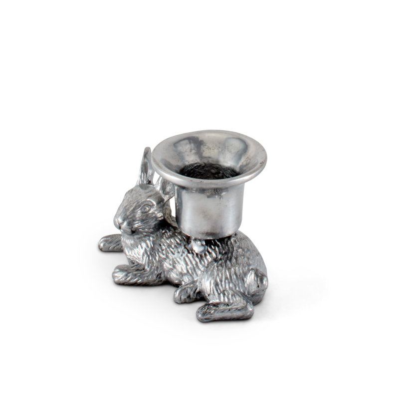 Serene Bunny Aluminum Taper Candlestick for Tabletop Decor