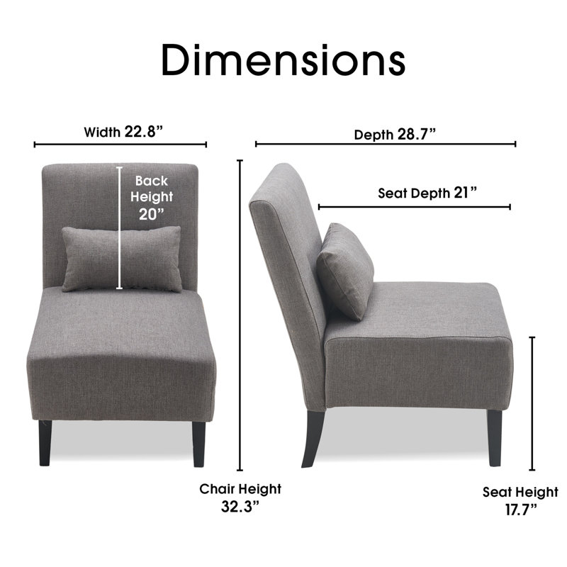 Gray Polyester Armless Slipper Accent Chair