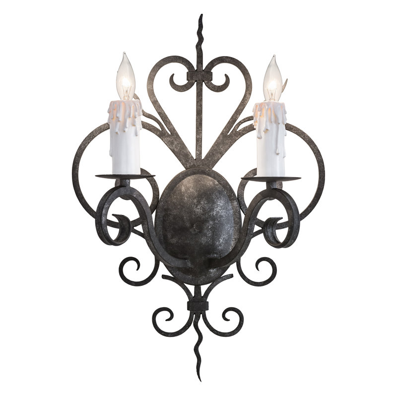 Kenneth White Iron 21" Dimmable Candle Wall Sconce