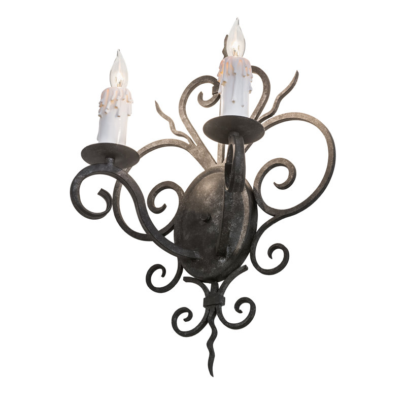 Kenneth White Iron 21" Dimmable Candle Wall Sconce
