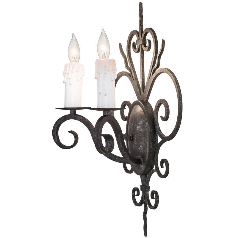 Kenneth White Iron 21" Dimmable Candle Wall Sconce