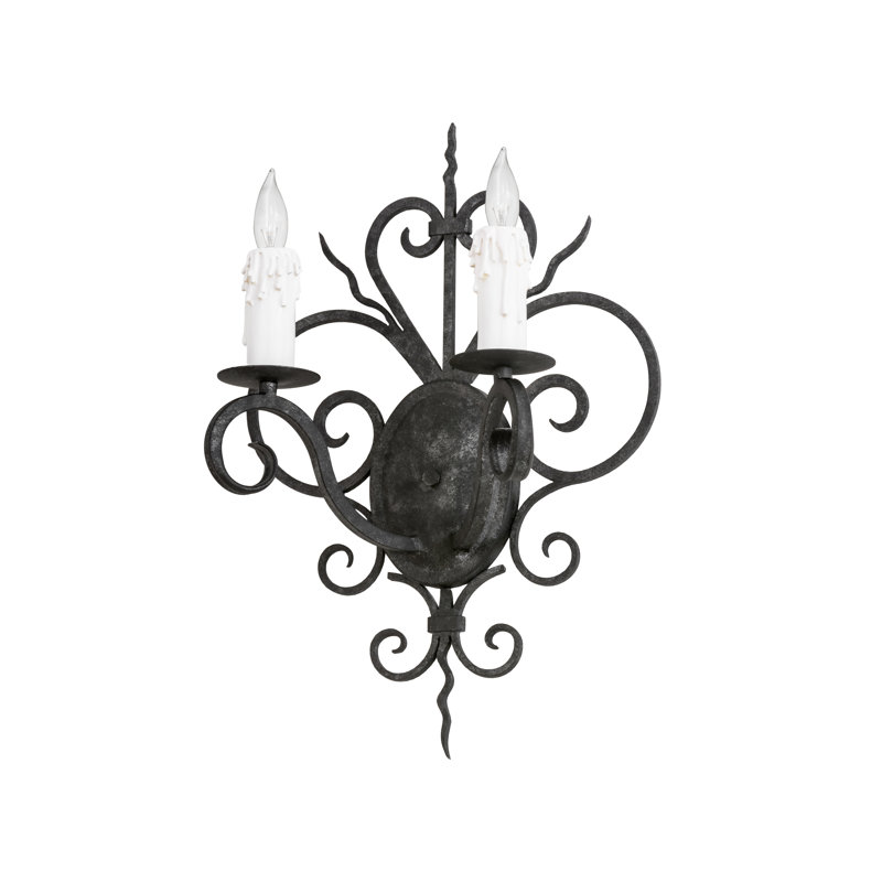 Kenneth White Iron 21" Dimmable Candle Wall Sconce