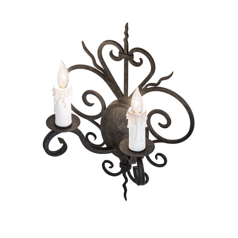 Kenneth White Iron 21" Dimmable Candle Wall Sconce