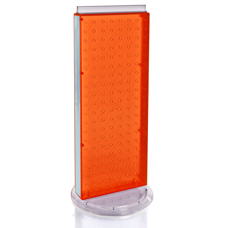 Orange Translucent Plastic Pegboard Counter Display, 20" Height