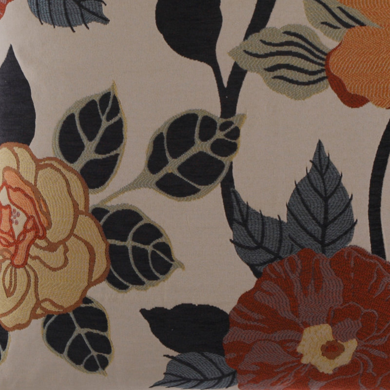 Vibrant Floral Embroidered Cotton and Polyester Accent Pillow