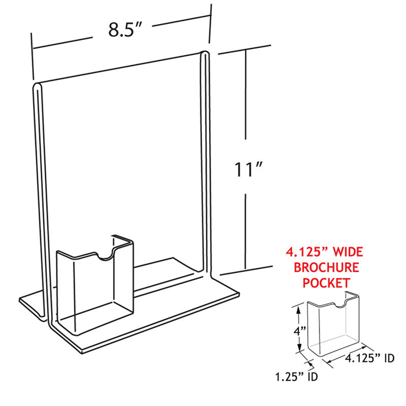 Clear Acrylic Double-Sided Sign Holder with Brochure Pocket, 10-Pack