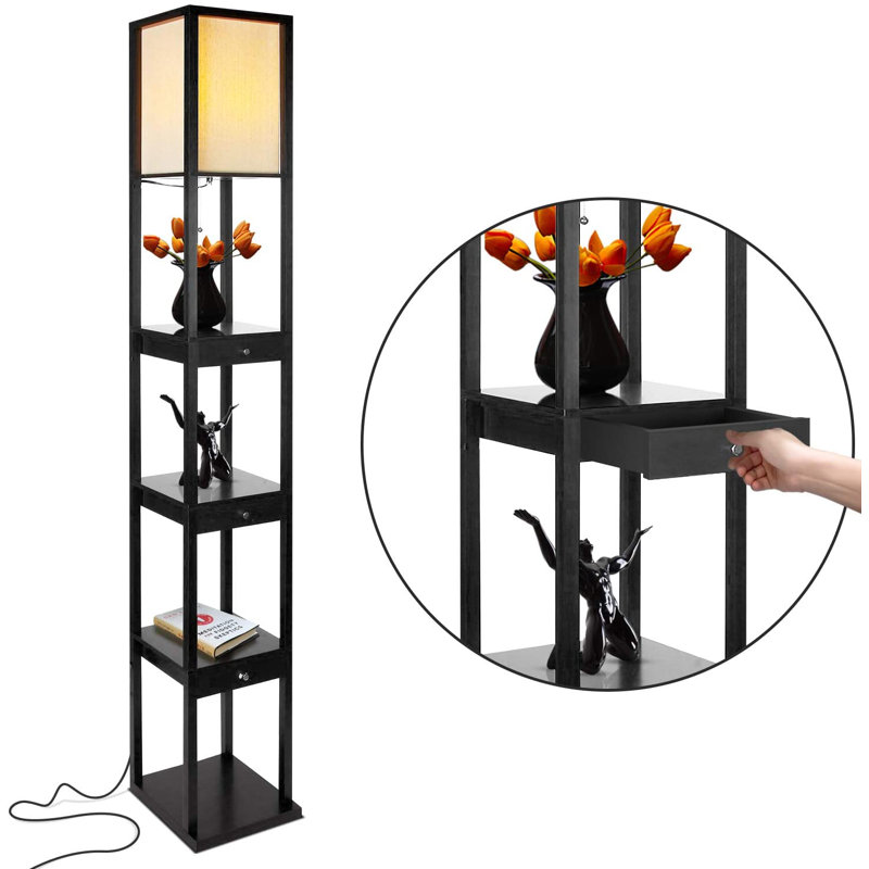 Maxwell Smart Shelf Floor Lamp with LED and Voice Assistant - Black