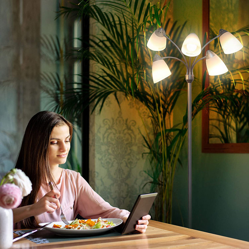 Medusa 74" Adjustable Multi-Head LED Floor Lamp with Color Shades