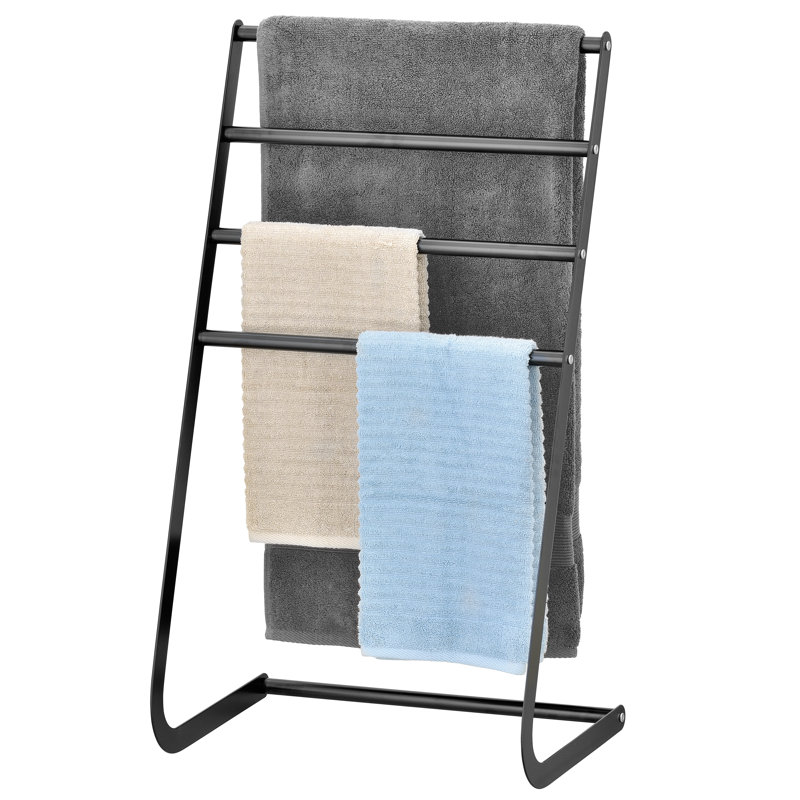 Black Metal 4-Tier Freestanding Towel Rack