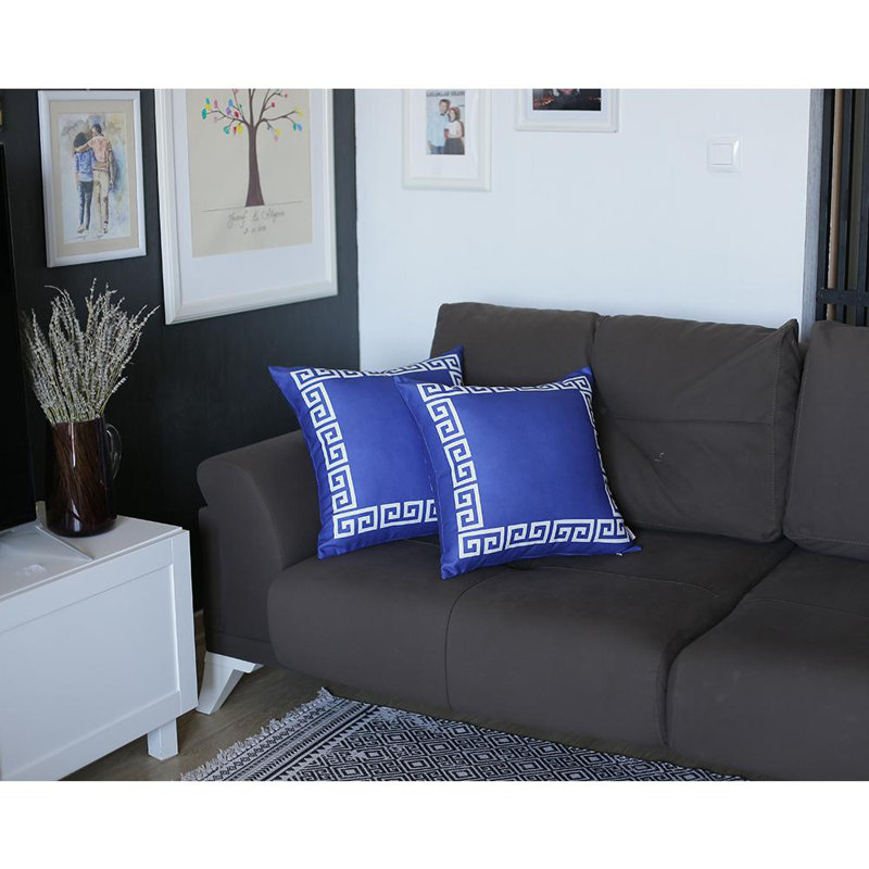Black and White Greek Key Polyester 20" x 20" Pillow Covers