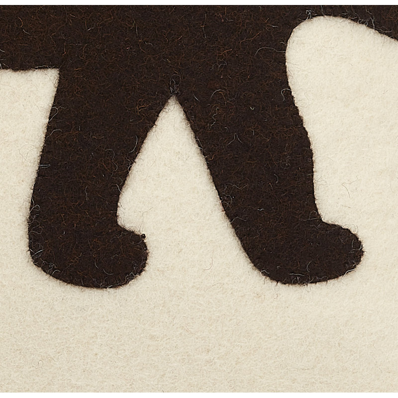 Hand Felted Wool Bear Silhouette Throw Pillow