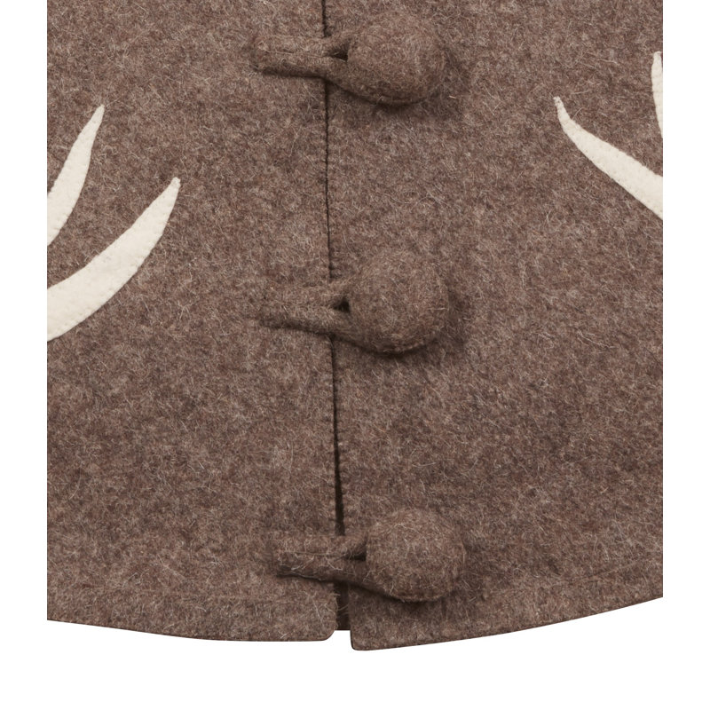 Gray Wool Felt Christmas Tree Skirt with Antler Design