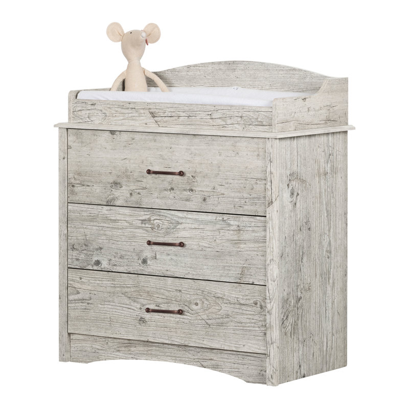 Seaside Pine Vintage-Style Changing Table Dresser with Drawers