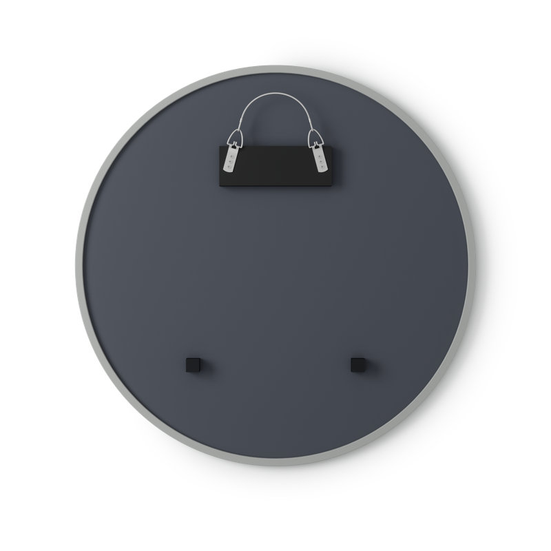 26'' Modern Black Round Wall Mirror with Rubber Frame