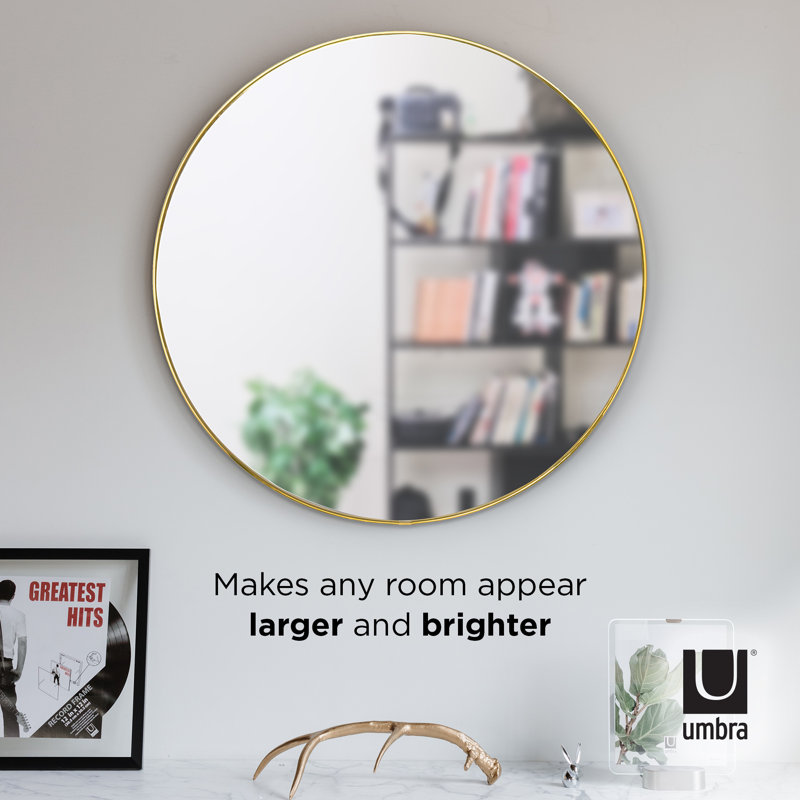 Elegant 36.5" Round Wall Mirror in Bronze and Gold Finish