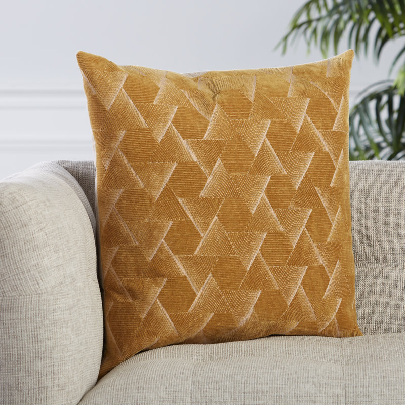 Gretchen Gold Embroidered Square Cotton Throw Pillow Set