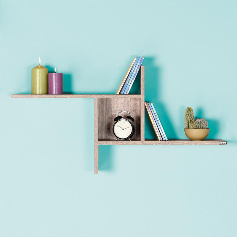 Latte Finish Modern Rustic Melamine 3-Tier Wall Shelf