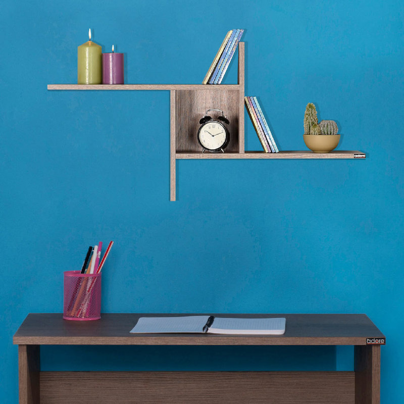 Latte Finish Modern Rustic Melamine 3-Tier Wall Shelf
