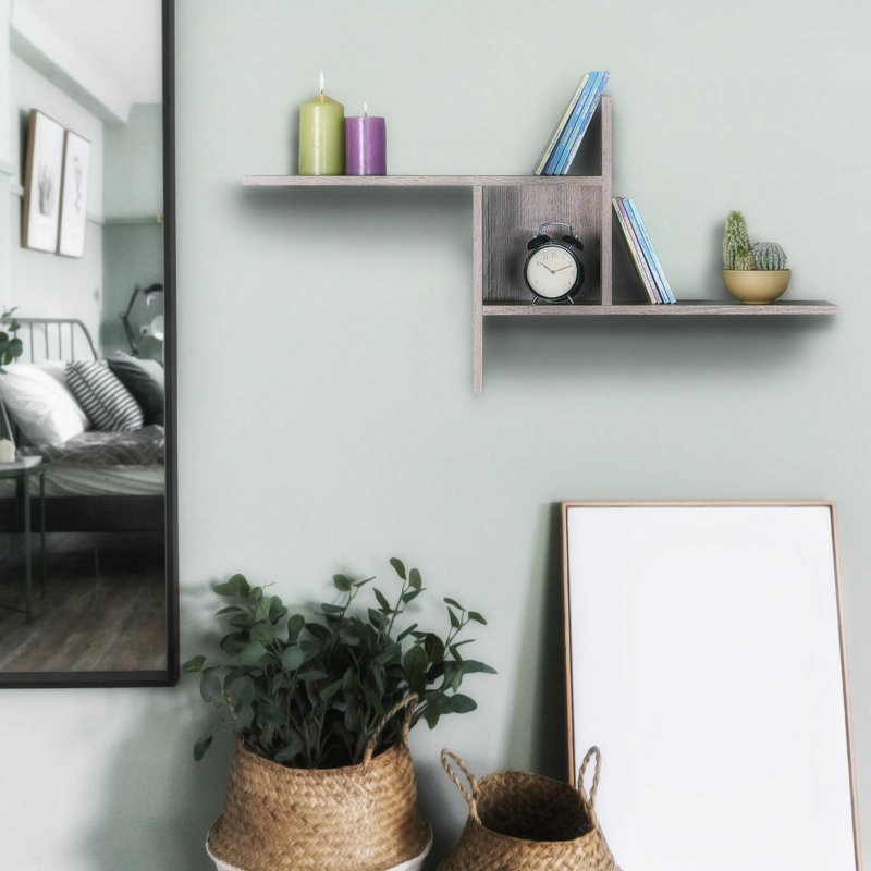 Latte Finish Modern Rustic Melamine 3-Tier Wall Shelf