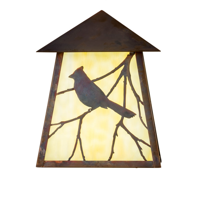 Stillwater Song Bird 11.5" Vintage Copper and Beige Glass Sconce