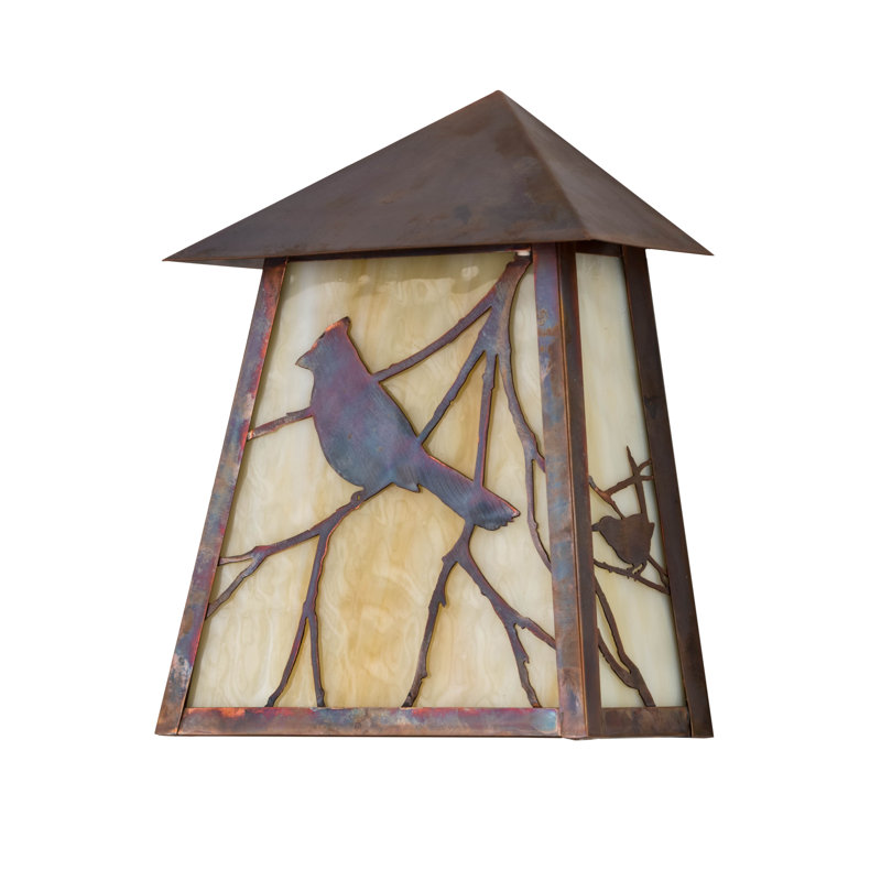 Stillwater Song Bird 11.5" Vintage Copper and Beige Glass Sconce