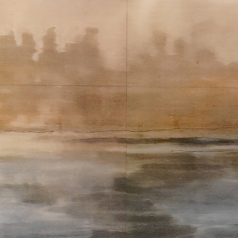 Taupe and Slate Lacquer Cloudscape Wall Art