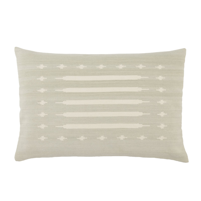 Estela White Cotton Geometric Lumbar Throw Pillow