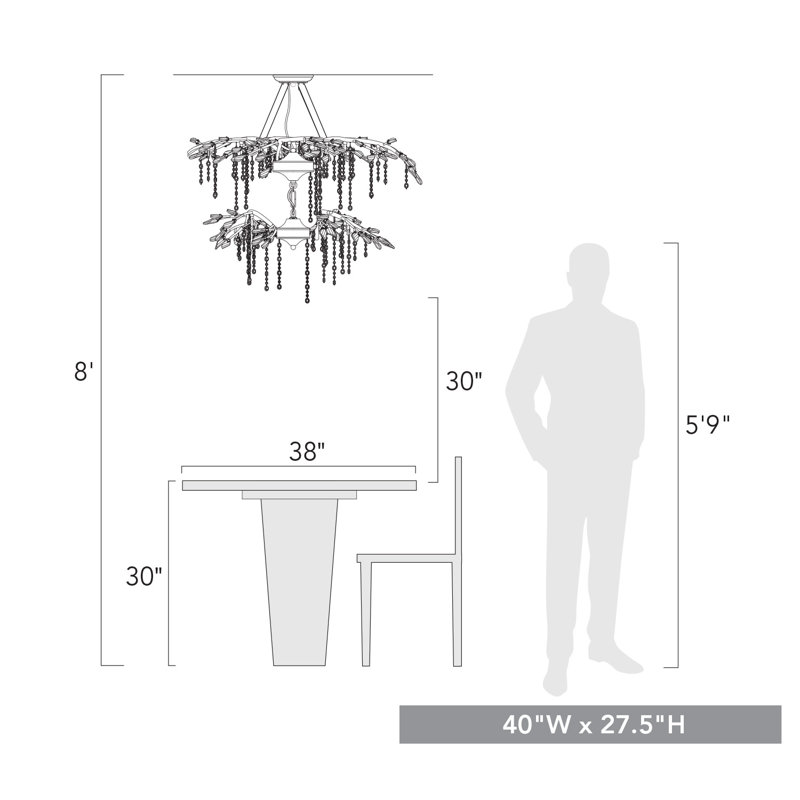 Montriel Black Iron 18-Light Tiered Crystal Chandelier