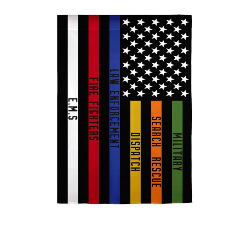 Patriotic Responders Tribute Garden Flag in Suede with Embroidered Services
