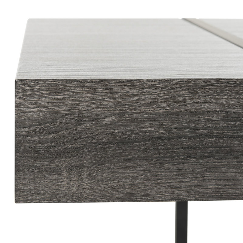Tristan 43'' Black Wood and Metal Transitional Coffee Table