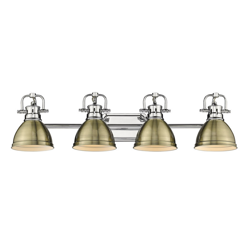 Aged Brass and Chrome 4-Light Dimmable Vanity Fixture