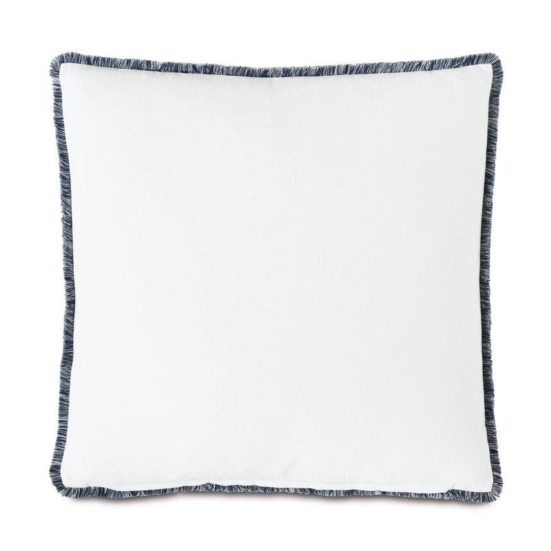Saya Handpainted Blue and Beige Cotton Square Pillow