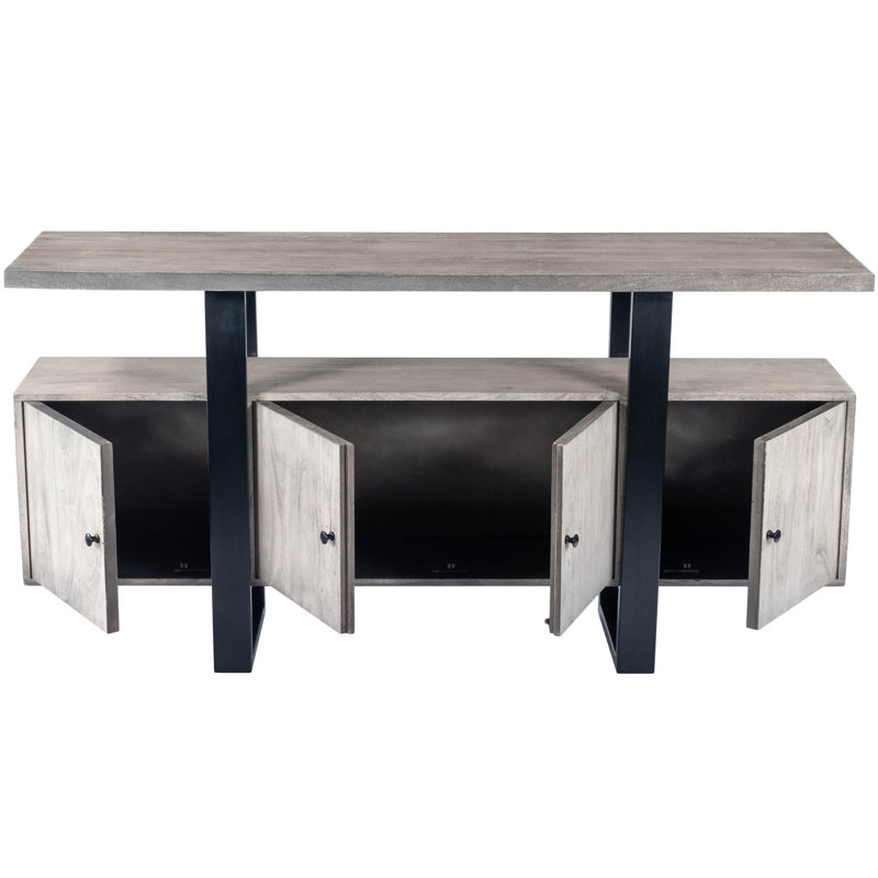 Raitis 63'' Gray Sandwash Acacia Wood and Metal Sideboard