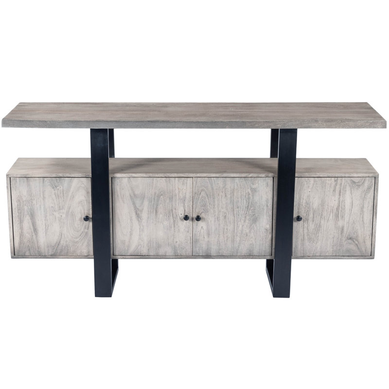Raitis 63'' Gray Sandwash Acacia Wood and Metal Sideboard