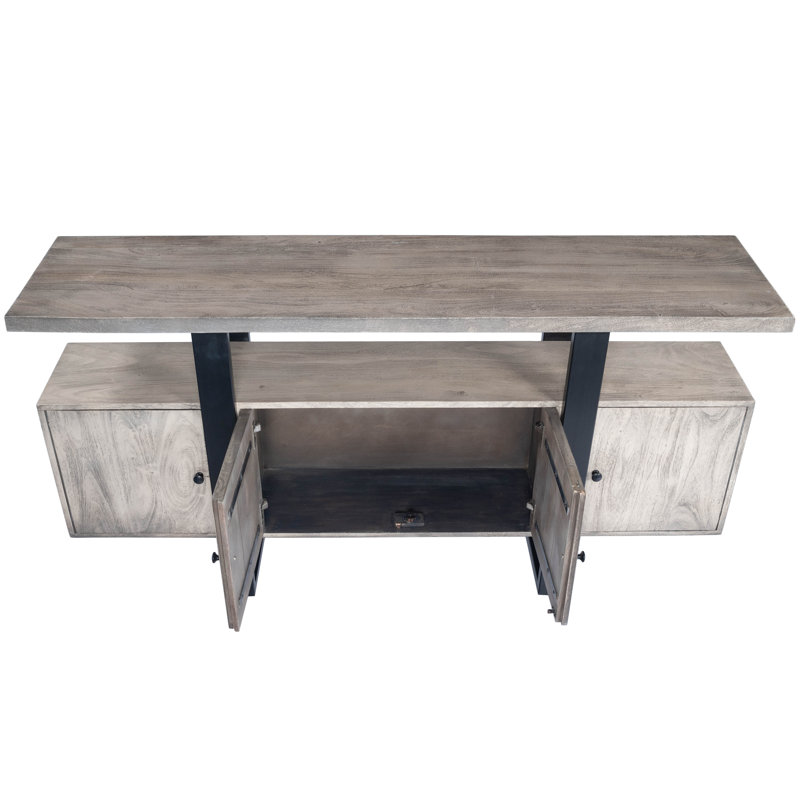 Raitis 63'' Gray Sandwash Acacia Wood and Metal Sideboard