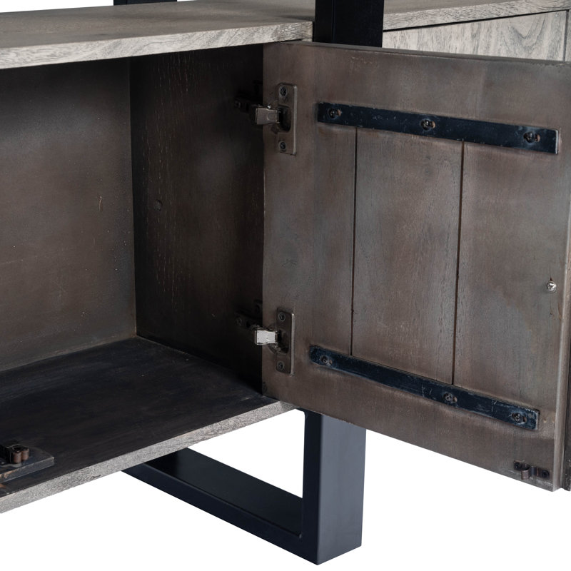 Raitis 63'' Gray Sandwash Acacia Wood and Metal Sideboard