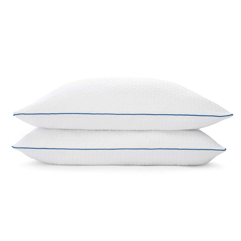 Standard White Gel Memory Foam Pillow Set with Polyester Cover