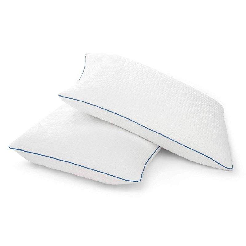 Standard White Gel Memory Foam Pillow Set with Polyester Cover