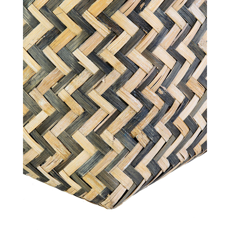 Handmade Black and Natural Bamboo Storage Basket Set